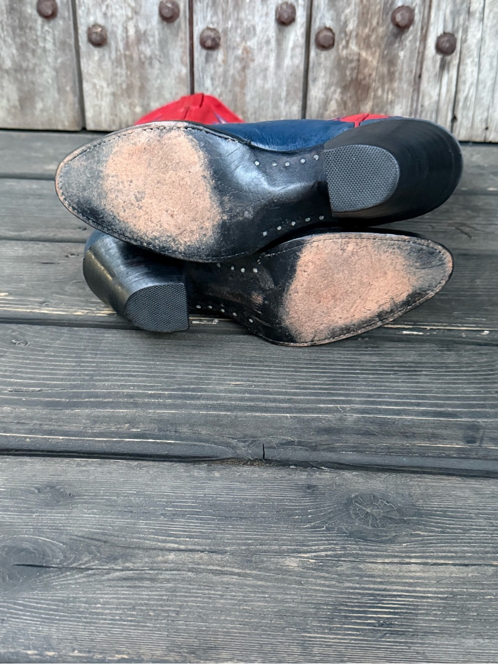Vintage Larry Mahan Exotic Leather Ostrich Two-Toned Women's Cowboy Boots - Picture 8 of 9